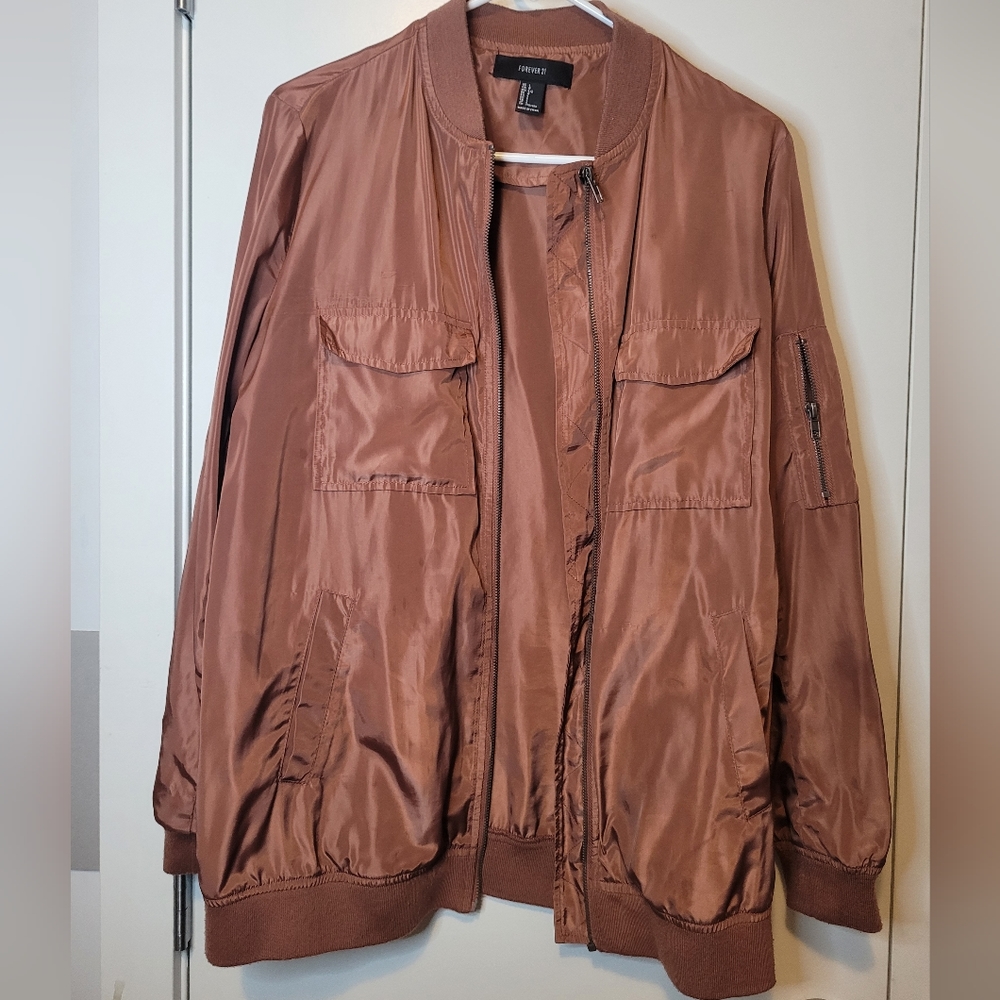 Forever 21 Rose Gold Satin Jacket
